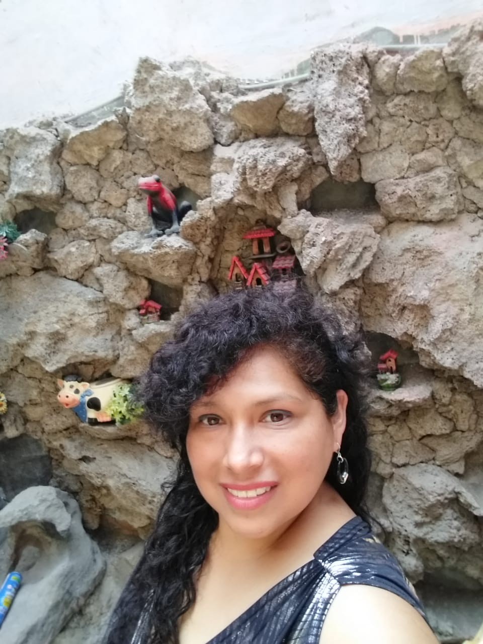 Cristina Sotomayor in front of a craggy wall